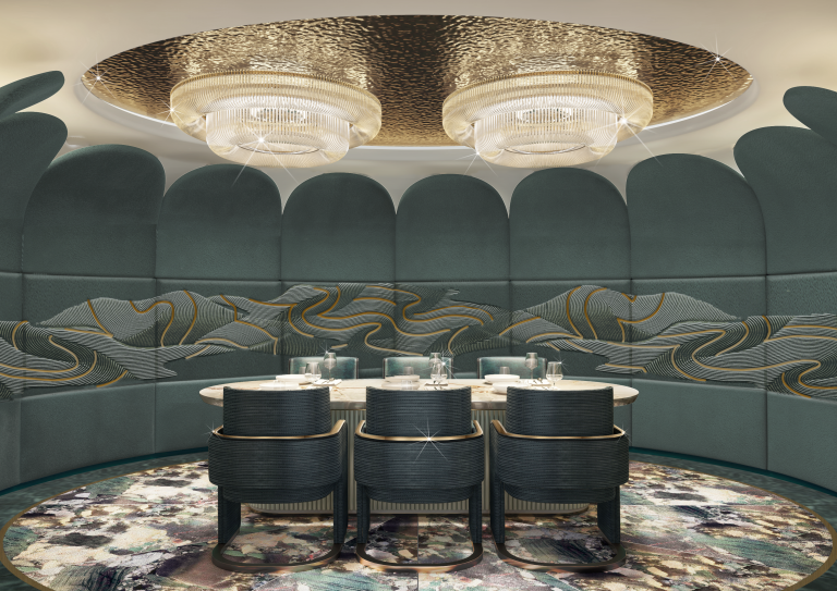 Le Voyage private dining room, Celebrity Ascent, by chef, Daniel Boulud