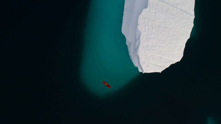 Kayaking from above in Scoresby Sund Secret Atlas