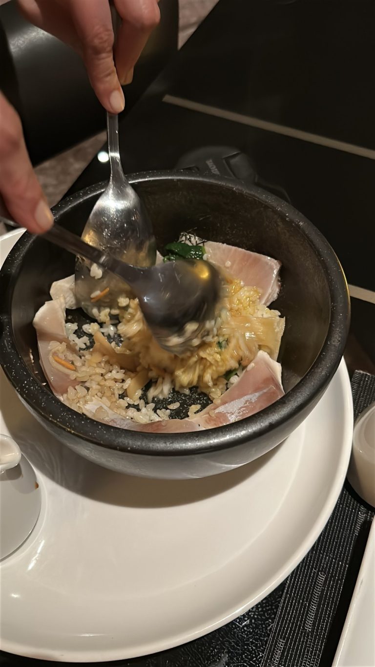 Morimoto by the Sea - Ishiyaki Buri Bop preparation