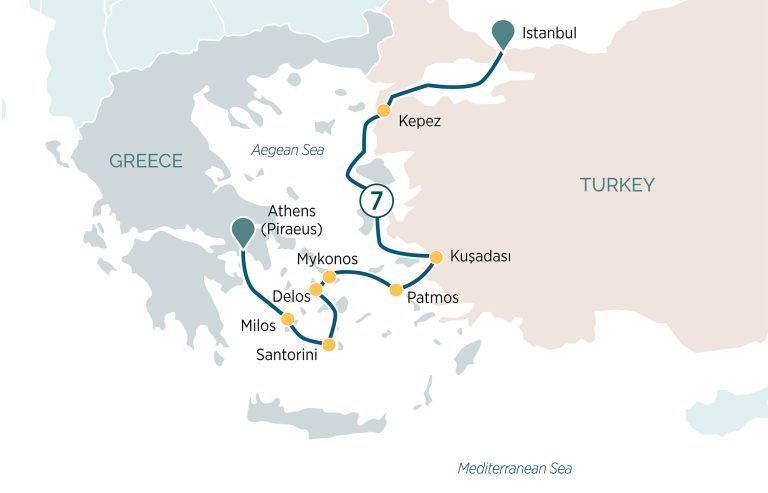 Istanbul to Athens itinerary by Emerald Cruises