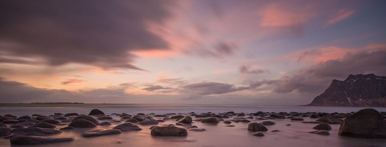 15. Rocky shore at Uttakleiv Beach, Leknes, Norway