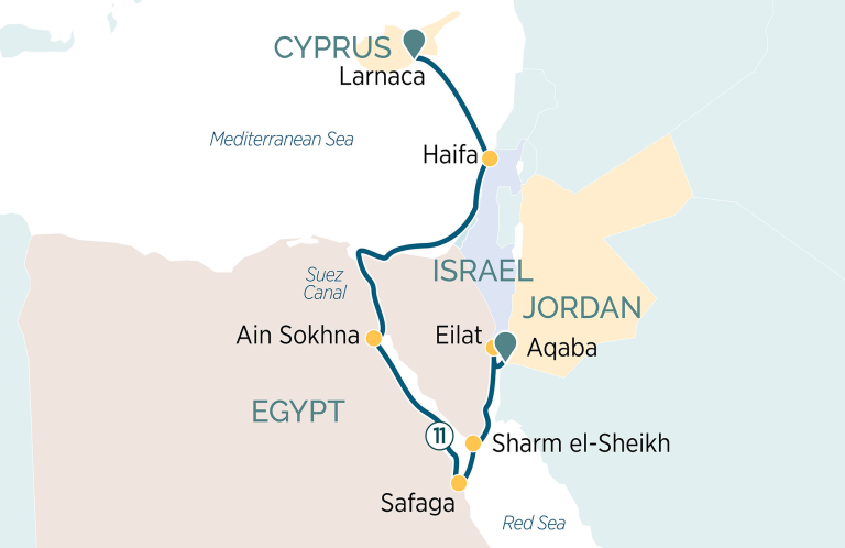 Holy Land & Pyramids with Suez Canal itinerary