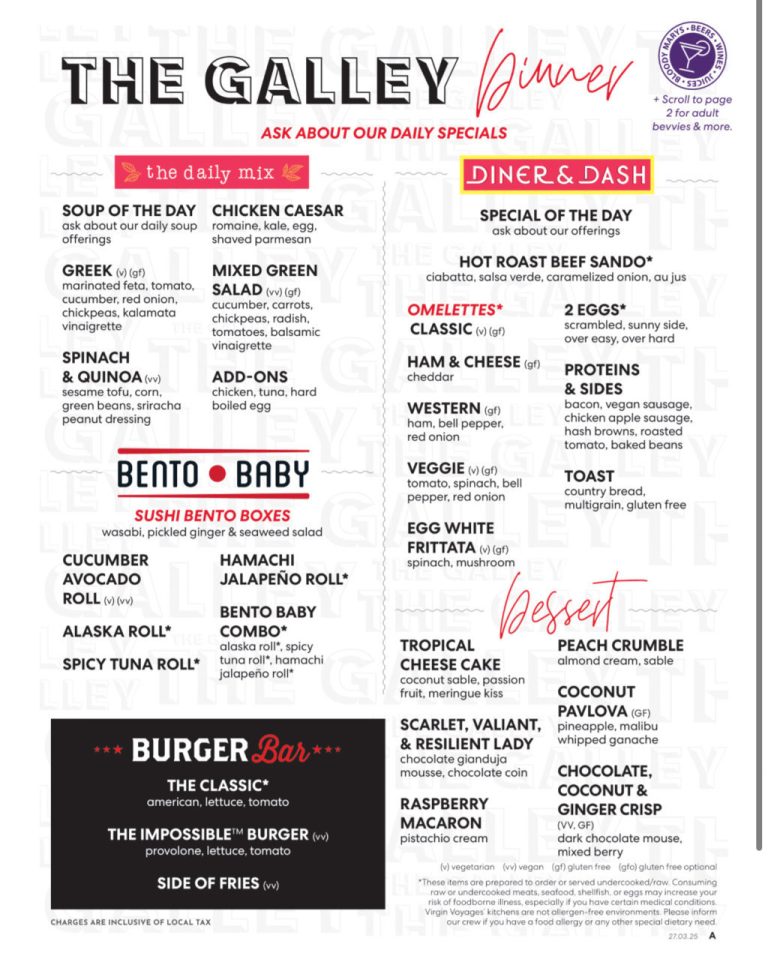 The Galley Menu