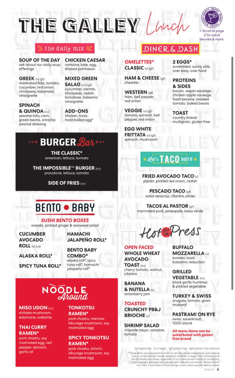 The Galley Menu