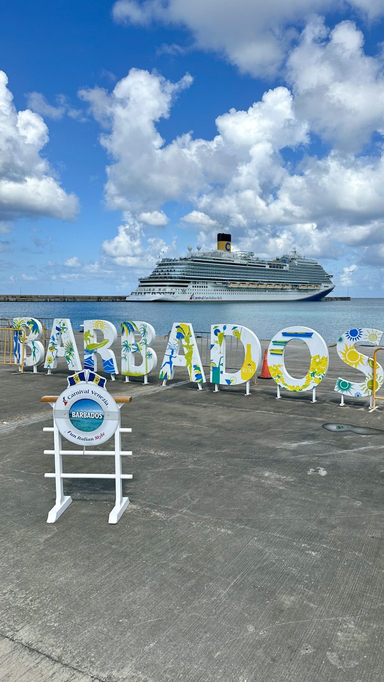 Barbados - Cruise port with name sign