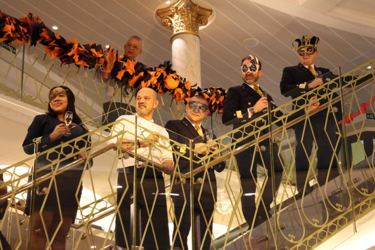 Officers with Venetian masks