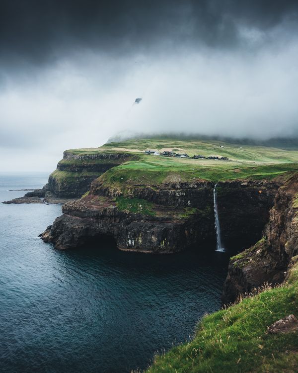 Mulafossur in Gasadalur on a more normal day Mulafossur in Gasadalur on a more normal day