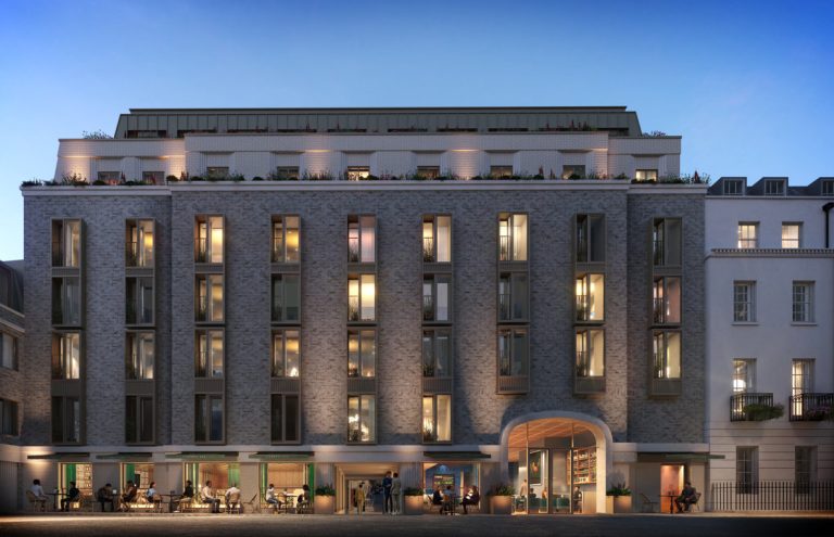 The Shepherd Mayfair - Exterior - Front Elevation Sunset shot
